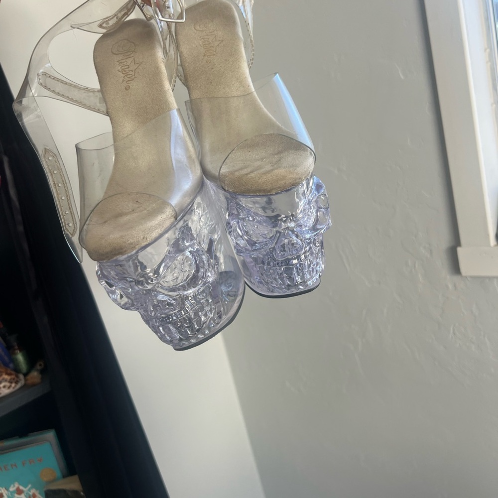 Pleaser Clear Skull Heel Women Shoes